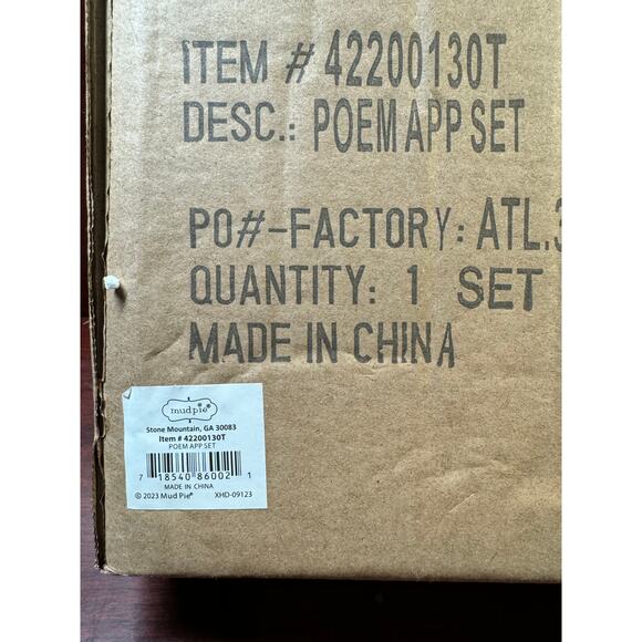 NIB 6 1/2" Stoneware Appetizer Plate 5 1/2" Wood Spreader Flour Sack Hand Towel - Picture 6 of 6